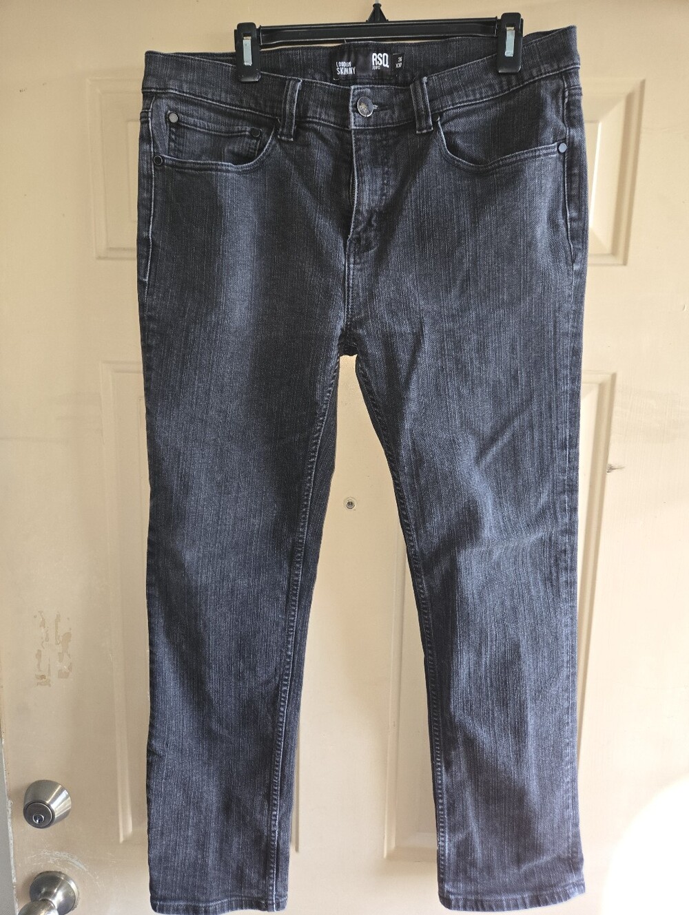 RSQ Men’s Skinny Jeans in Washed Black